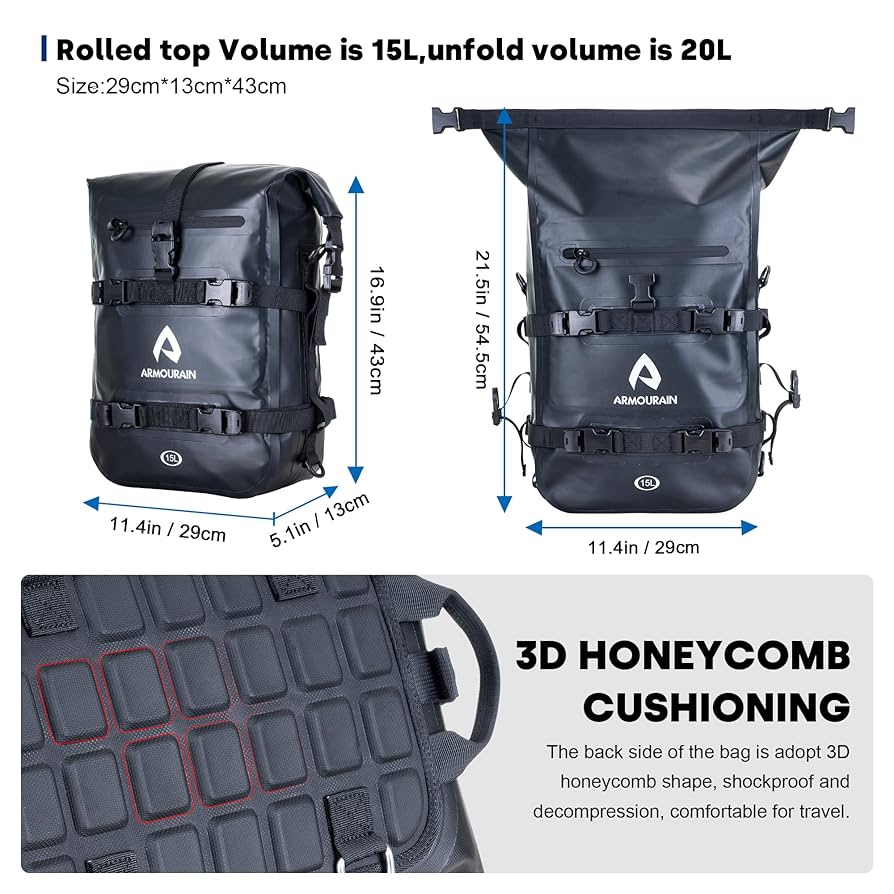 Amazon | ARMOURAIN バイクシートバッグ防水 15L バイク サイド